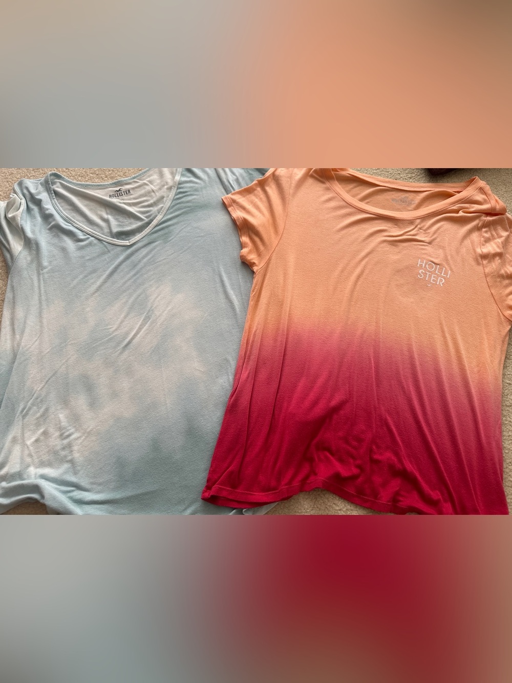 Hollister Ombre Tee in Peach and Raspberry